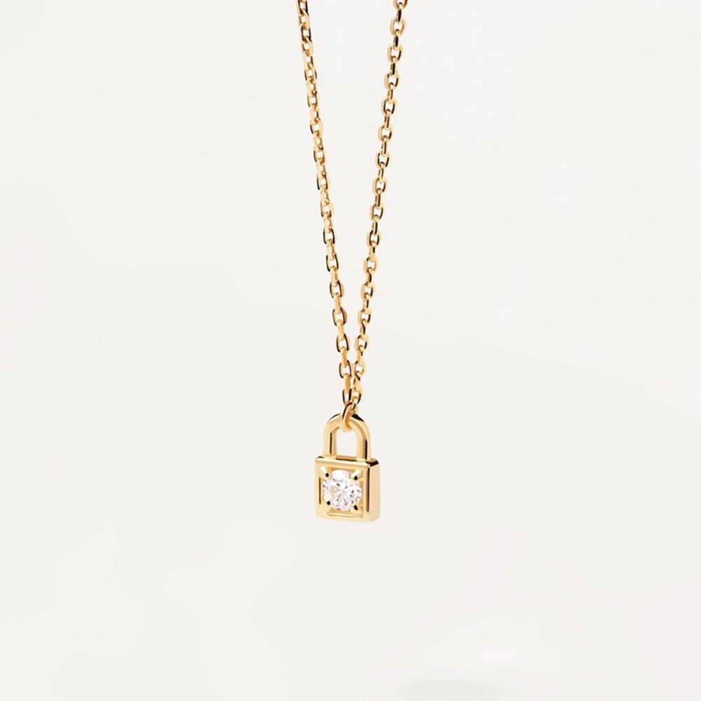 Gold Lock Pendant Necklace